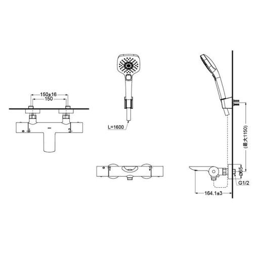 Смеситель для ванны Toto SHOWERS TBV01402R настенный хром с термостатом - фото 2