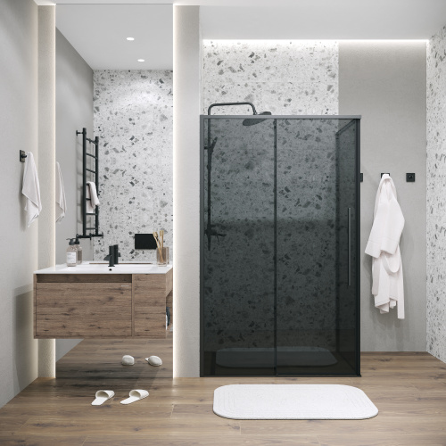 Душевая перегородка Grossman Galaxy 200.K33.01.90.21.10 90х195 стекло тонированное профиль черный матовый - фото 4