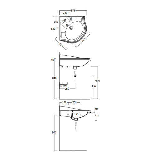 Раковина из санфаянса Simas Arcade AR884bi*1 58х53 подвесная цвет белый 1 отверстие под смеситель - фото 2