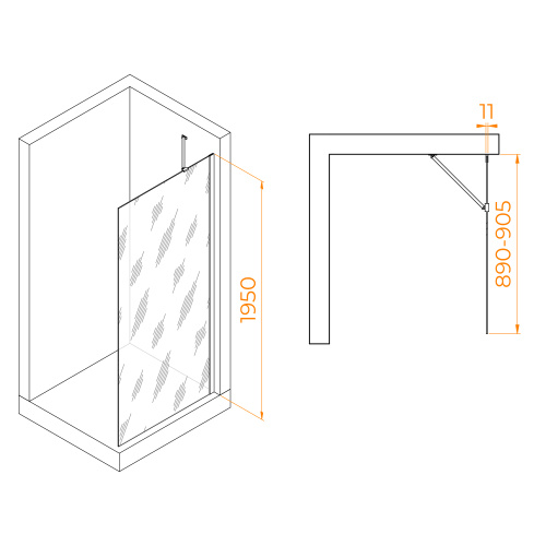 Душевая перегородка RGW Walk In 351010209-11 90х195 стекло прозрачное профиль хром глянцевый - фото 2