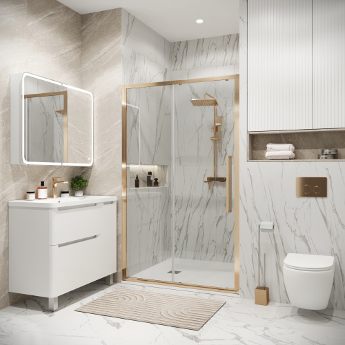 Душевая дверь Grossman Cosmo 100.K33.02.130.32.00 130х195 стекло прозрачное профиль золото глянцевое - фото 3