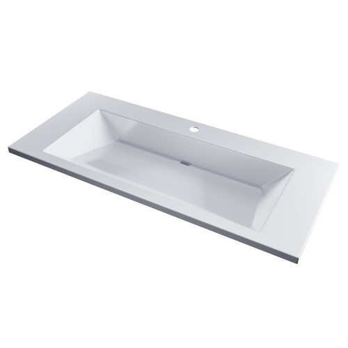 Раковина из искусственного мрамора Uperwood Olivia ROlivia100wg 100х45 полувстраиваемая цвет белый глянцевый - фото 5