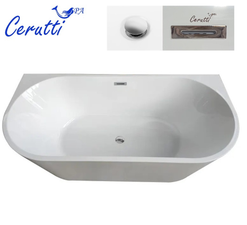 Ванна акриловая Cerutti SPA CT9345 170х75 пристенная асимметричная с ножками - фото 4