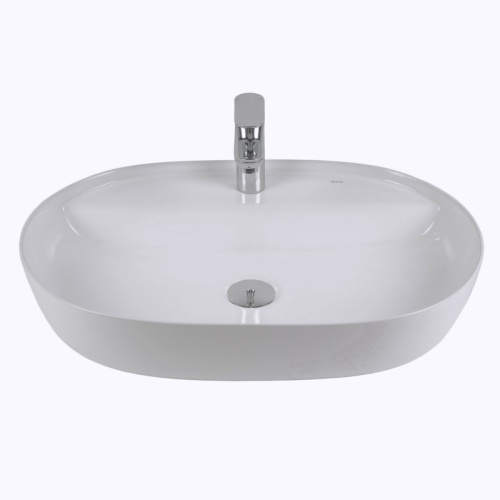 Раковина из сантехнического фарфора Bond Oval S01-600 60х40 накладная цвет белый глянцевый 1 отверстие под смеситель - фото 2