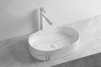 Раковина из сантехнического фарфора Cerutti SPA CR0055B MMW2 50х40 накладная цвет белый без отверстий под смеситель