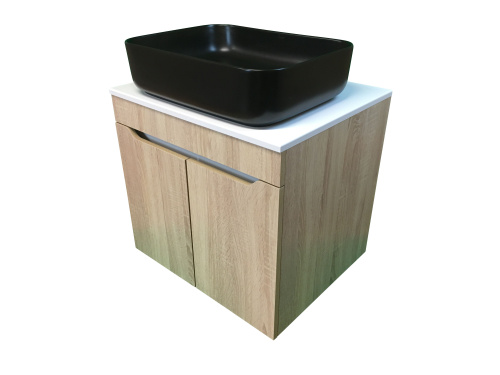 Тумба с раковиной Sintesi STL.W7021_SIN-LVB-APP-409BM 60х55х50 подвесная цвет белый/коричневый/черный матовый - фото 4