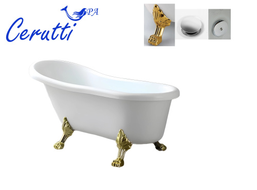 Ванна акриловая Cerutti SPA CT9667 157х77 отдельностоящая овальная с ножками - фото 4