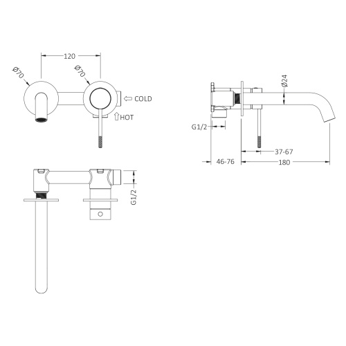 Смеситель Timo Saona 2372/03SM встраиваемый в стену черный матовый - фото 5