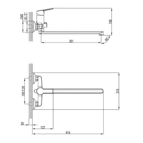 Смеситель для ванны Milardo Stripe STRSB02M10 настенный хром - фото 3
