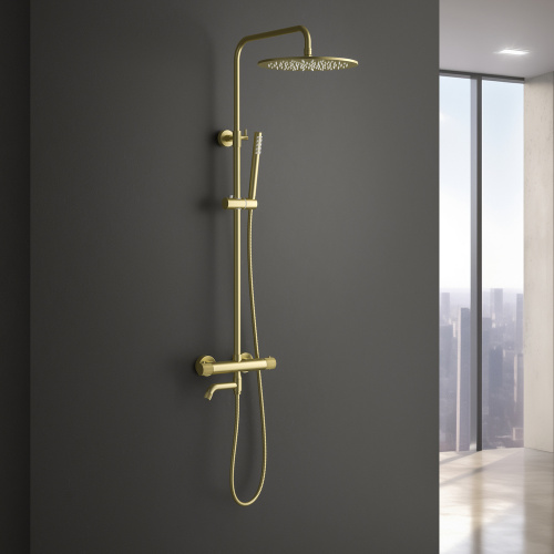 Душевая стойка Timo Tetra-thermo SX-0169/00 настенная цвет золото матовое - фото 3