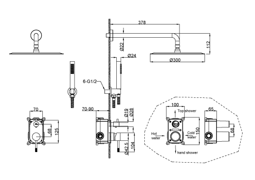 Душевая система Boheme Uno 464-CB встраиваемая цвет медь брашированная - фото 2