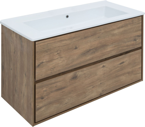 Тумба под раковину Aquanet Милан 00339971 106х46х66 подвесная цвет темное дерево - фото 4