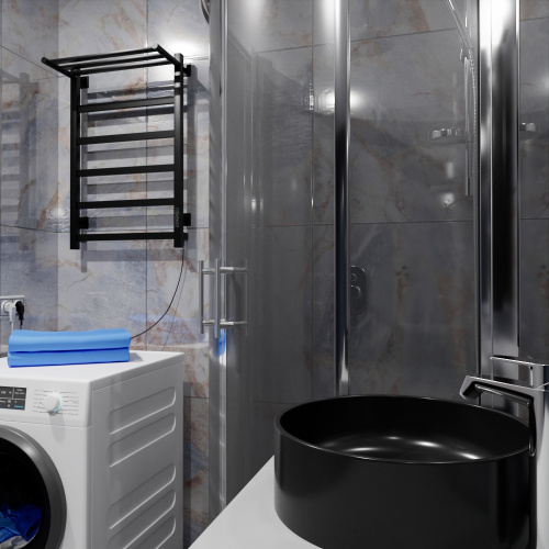 Полотенцесушитель Altasan ПарусПроф ПарусПроф8050ПЧМ подвесной 53х80 электрический черный муар - фото 2