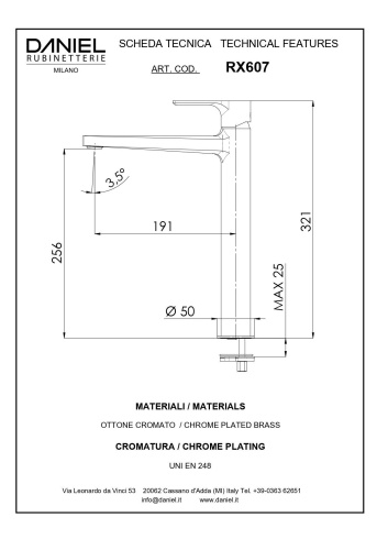Смеситель Daniel Reflex RX607-NP на столешницу зачищенный никель - фото 2