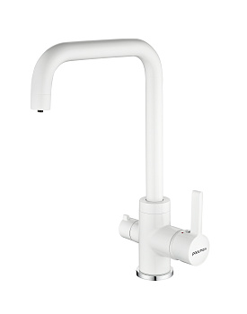 Смеситель для кухни Paulmark LOGAS Lo213021-431TW на раковину белый матовый