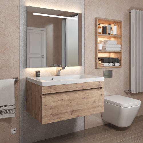 Тумба с раковиной Uperwood Eva 3930313471 74х48х35 цвет коричневый - фото 5