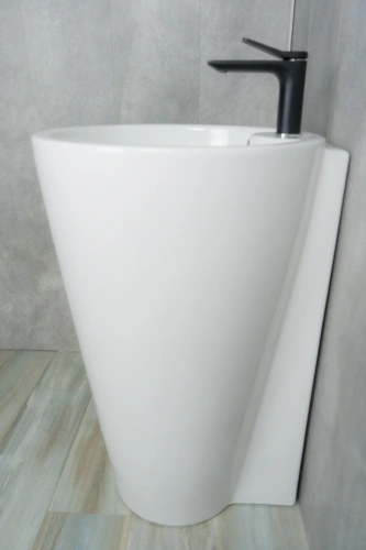 Раковина керамическая Gid Autonomo 81105 50х53 напольная цвет белый 1 отверстие под смеситель - фото 5