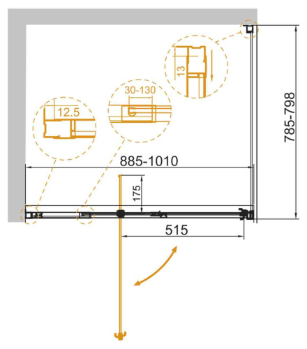 Душевой уголок Cezares VARIANTE VARIANTE-AH-1-90/100-80-C-Cr 90х80 стекло прозрачное профиль хром глянцевый без поддона - фото 2