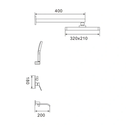 Душевая система Shevanik S4135T встраиваемая в стену цвет оружейная сталь - фото 3