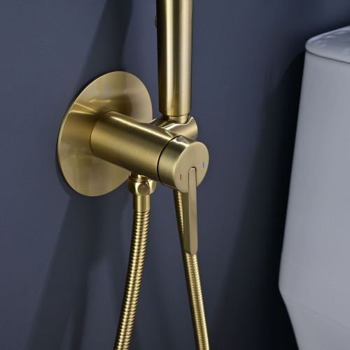 Гигиенический душ со смесителем Rose R235G золотой сатин - фото 4