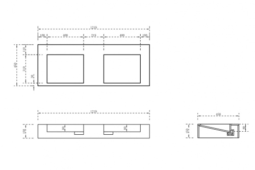 Раковина из искусственного камня Abber STEIN AS2643-1.2 122х45 подвесная цвет белый матовый без отверстий под смеситель - фото 3