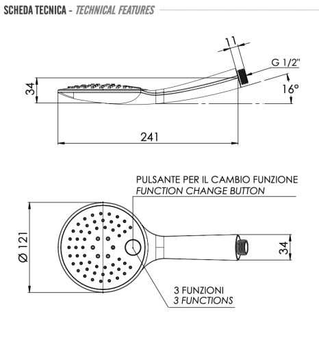 Душевая лейка Remer 315P3X округлая - фото 2