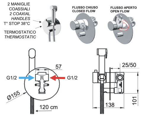 Гигиенический душ со смесителем Remer NT60W хром - фото 2