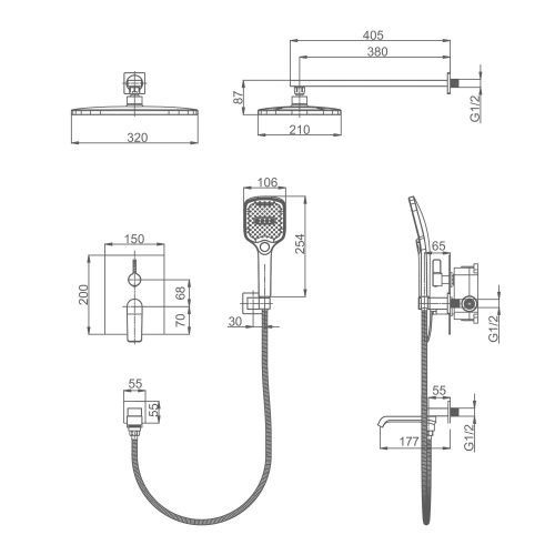 Душевая система Splenka S31.27 встраиваемая в стену цвет хром - фото 3