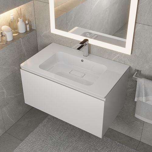 Раковина из литьевого мрамора Uperwood Lagoon 35480000003 80х48 полувстраиваемая цвет белый - фото 3