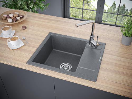 Кухонная мойка Paulmark FLUGEN 50-600 PM216050-DG 60х50 цвет графит - фото 3