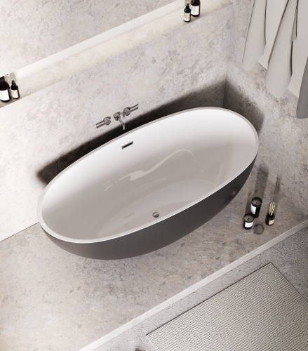 Ванна акриловая Grossman Fly GR-1104MB 170х75 отдельностоящая овальная с ножками - фото 5