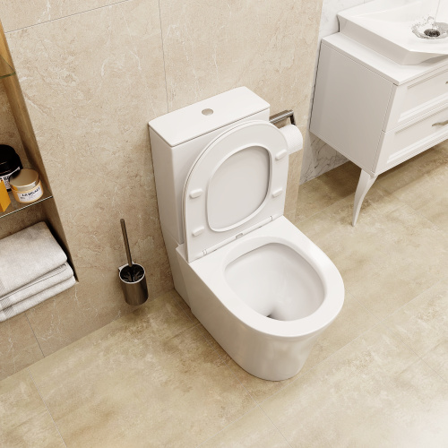 Унитаз напольный с бачком Cerutti SPA CT8916 белый с сиденьем микролифт безободковый каскадный смыв - фото 3