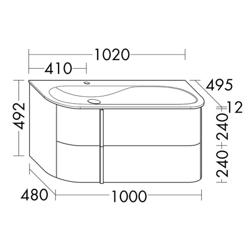 Тумба с раковиной Burgbad Lavo 2.0 SFZS102LG0227F5048C0037 102х49х49 подвесная цвет белый глянцевый - фото 2