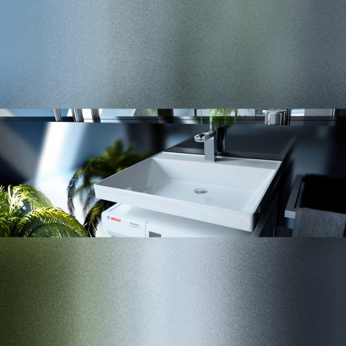 Раковина из литьевого мрамора Teymi Aina T50003 60х50 над стиральной машиной цвет белый 1 отверстие под смеситель - фото 5