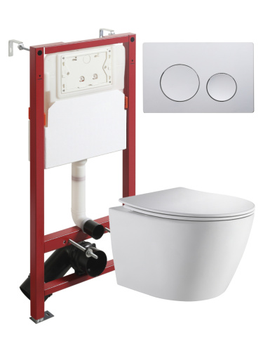 Комплект унитаз с инсталляцией и клавишей смыва Orange CI07-150W+APB100 - фото 2