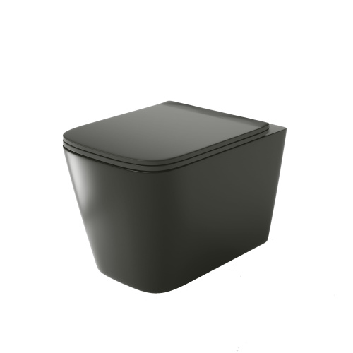 Унитаз подвесной Grossman Санфаянс GR-4441BMS черный матовый с сиденьем микролифт безободковый каскадный смыв - фото 2