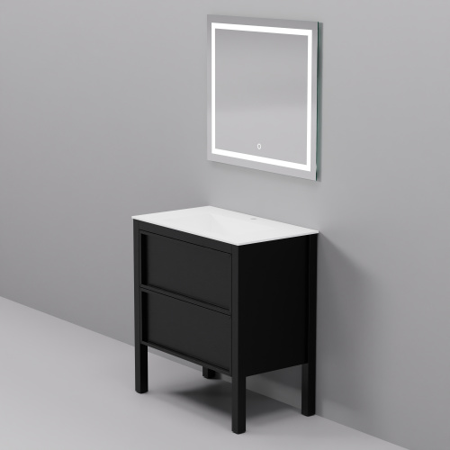 Тумба с раковиной+зеркало Art Decco Elisa (Элиса) AES08F78S1M0 80x45x85 напольная цвет черный дуб - фото 3