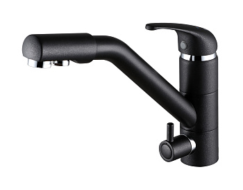 Смеситель для кухни Paulmark HESSEN He213017-418 на раковину черный металлик