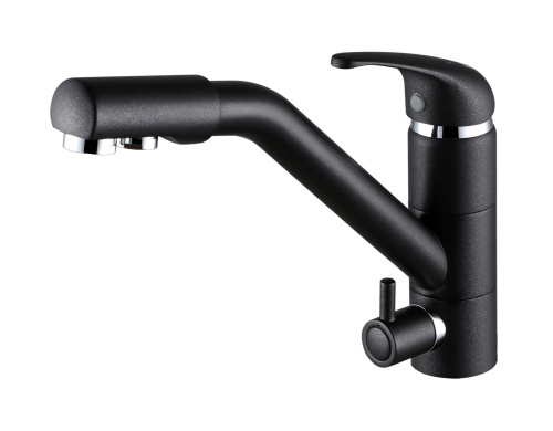 Смеситель для кухни Paulmark HESSEN He213017-418 на раковину черный металлик