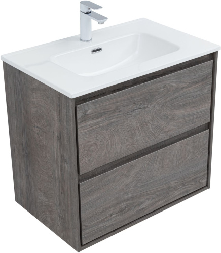 Тумба под раковину Aquanet Милан 00336373 70х45х64 подвесная цвет темное дерево - фото 4