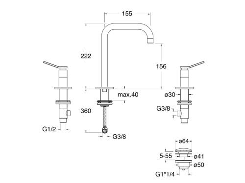 Смеситель Cristina ES20551 на столешницу хром - фото 2