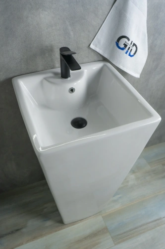 Раковина керамическая Gid Autonomo 81103 47х47 напольная цвет белый 1 отверстие под смеситель - фото 2