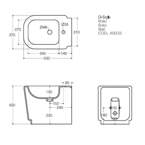 Биде Althea Ceramica D-STYLE 40035bi*1 напольное - фото 2
