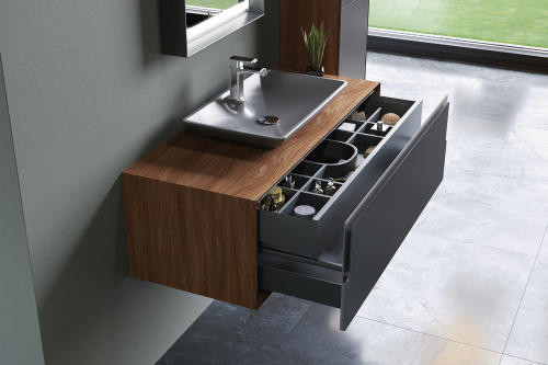 Тумба с раковиной Orka Craft 5003987 80х50х40 цвет орех/антрацит - фото 2