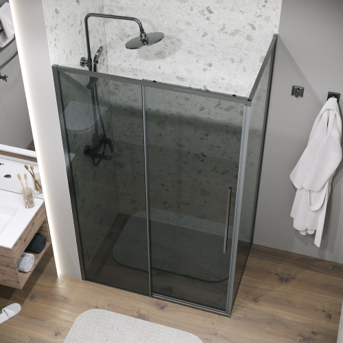 Душевая перегородка Grossman Galaxy 200.K33.01.90.42.10 90х195 стекло тонированное профиль графит - фото 5