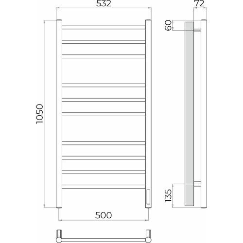 Полотенцесушитель Terminus 4670078544360 53х105 электрический хром - фото 3