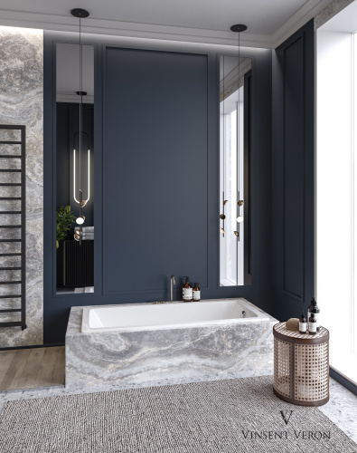 Ванна чугунная Vinsent Veron Square VSQ1707545H/E60327CH-AS 170х75 пристенная прямоугольная с ножками с ручками - фото 2