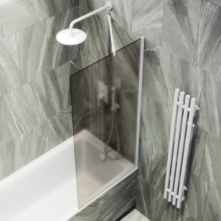 Душевая шторка на ванну Maybah Glass MGV-75-1ш 70х140 стекло тонированное профиль белый ориентация универсальная