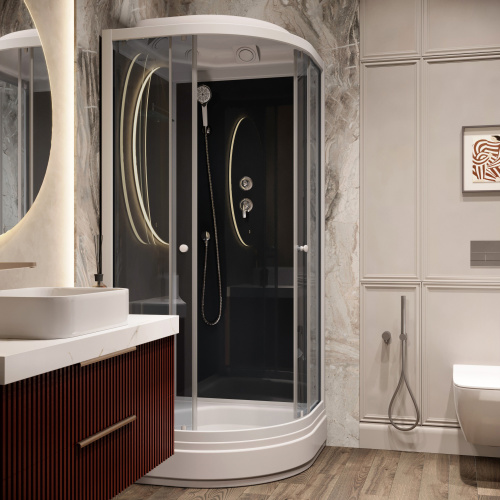 Душевая кабина Parly Classic CM101 100х100 четверть круга с крышей - фото 3