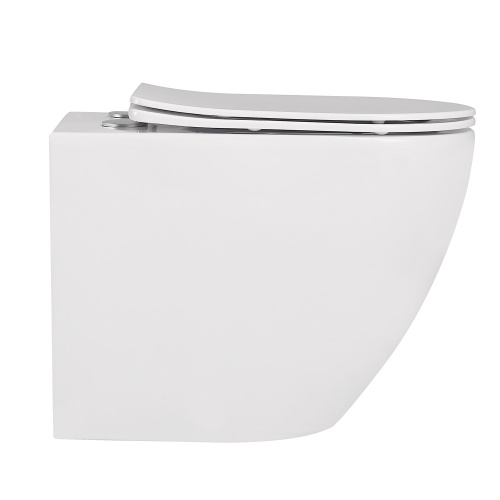 Унитаз приставной Abber Bequem AC1111 белый с сиденьем микролифт безободковый каскадный смыв - фото 5